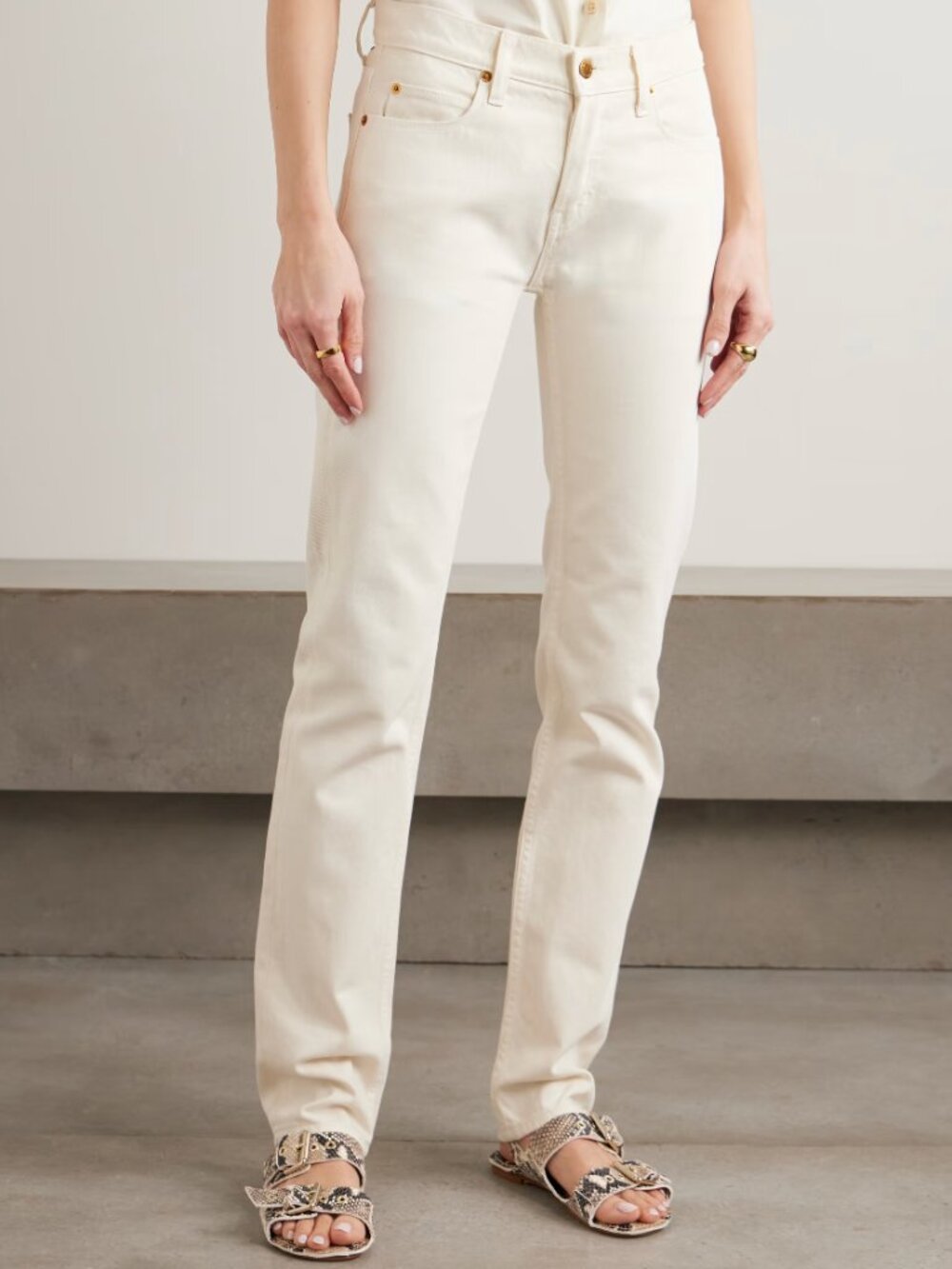 NEW JAMIE HALLER The Low low-rise slim-leg jeans in ecru size 25 NTW